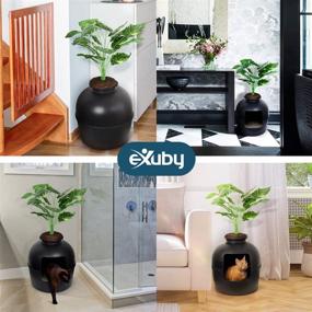 img 3 attached to 🐾 eXuby Black Planter Furniture Litter Box for Cats - The Only Hidden Box on The Market - Easy Assembly & Cleaning - Black Charcoal Filter Removes Odor - Conceals its True Purpose!