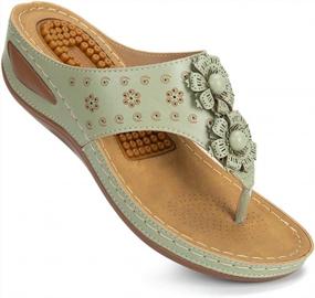 img 4 attached to Ecetana Comfortable Wedge Sandals For Women With Arch Support - Summer Casual Flip Flops With Comfy Footbed, Ideal For Everyday Wear
