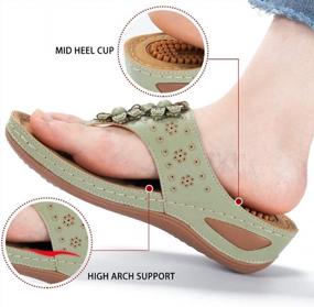 img 2 attached to Ecetana Comfortable Wedge Sandals For Women With Arch Support - Summer Casual Flip Flops With Comfy Footbed, Ideal For Everyday Wear