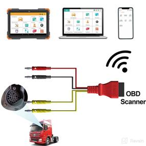 img 2 attached to Universal OBD OBD2 Adaptor: 16 Pin Female Connector to 9 Pin Out Cable 🔌 for Commercial Vehicles, Heavy Duty Trucks & Diesel; Diagnostic Cable with 20 Replaceable Plug Adaptors