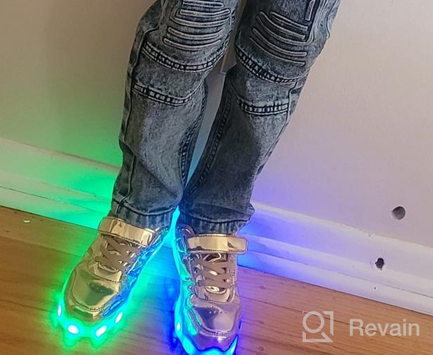 img 1 attached to 👟 Upgrade your Kids' Style with Wooowyet LED Sneakers for Boys and Girls - Hook&amp;Loop, Low Light Up, USB Rechargeable Shoes review by Chris Sandridge