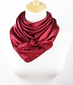 img 2 attached to Upgrade Your Style: Vabovin Silk Feeling Satin Scarf - Large Square For Women - Solid Color Headscarf