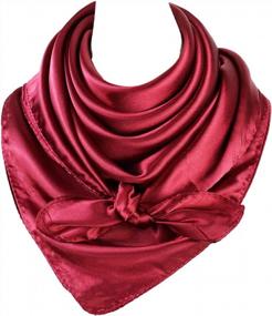 img 4 attached to Upgrade Your Style: Vabovin Silk Feeling Satin Scarf - Large Square For Women - Solid Color Headscarf