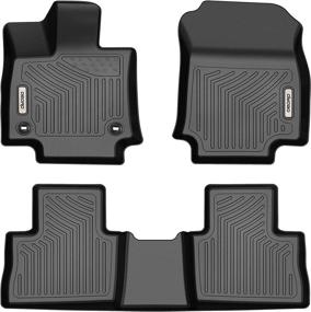 img 4 attached to 🚗 OEDRO Floor Mats for 2019-2023 Toyota RAV4 NO Hybrid: All-Weather Black TPE Liners, Full Set for 1st and 2nd Row