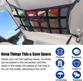 img 1 attached to Double-Layer Mesh Roof Cargo Net for SUVs & Minivans - 31"x 21" Car Roof Storage Net for Long Trips: Ideal for Quilts, Children's Toys, Towels, and Sundries, etc.