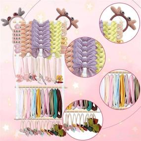 img 1 attached to 🎀 Yotako Bow Holder: Organize Baby Girl's Hair Bows and Headbands with this White Wall/Closet Organizer