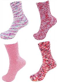 img 4 attached to Value Pack Of 4 Super Cozy Microfiber Fuzzy Socks For Ultimate Warmth And Comfort