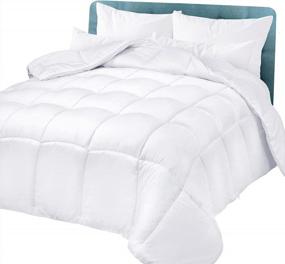 img 4 attached to Premium 350 GSM 3D Fillings Duvet Insert Box Design Comforter By Oakias - White Full Size Quilted Down Alternative With 8 Corner Side Loops, Machine Washable