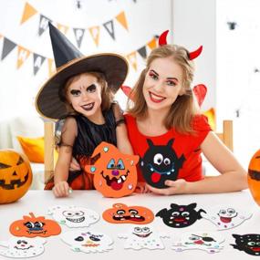 img 1 attached to STOBOK Halloween Pumpkin Stickers,DIY Foam Craft Kit Party Favors For Kids,12 Pcs Face Stickers + 24 Wiggle Eyes + 81Pcs Diamond Stickers,Halloween Supplies Decoration