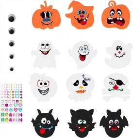img 4 attached to STOBOK Halloween Pumpkin Stickers,DIY Foam Craft Kit Party Favors For Kids,12 Pcs Face Stickers + 24 Wiggle Eyes + 81Pcs Diamond Stickers,Halloween Supplies Decoration