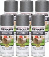 6 pack of rust-oleum stops rust hammered gray spray paint, 12 oz cans logo