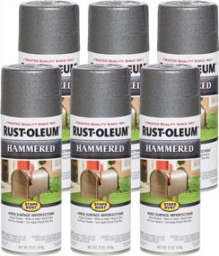 img 4 attached to 6 Pack Of Rust-Oleum Stops Rust Hammered Gray Spray Paint, 12 Oz Cans