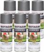 6 pack of rust-oleum stops rust hammered gray spray paint, 12 oz cans logo