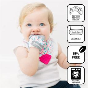 img 2 attached to 🦷 Natural Pain Relief Teething Mitten: Bazzle Baby Chew Mitt for Soothing Sore Gums, BPA Free Silicone, Adjustable Strap - Geo Lines