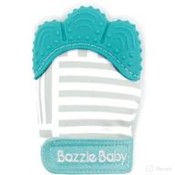 🦷 natural pain relief teething mitten: bazzle baby chew mitt for soothing sore gums, bpa free silicone, adjustable strap - geo lines logo