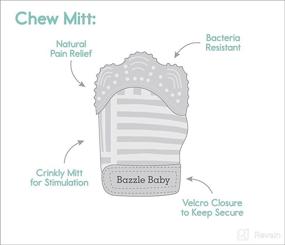 img 1 attached to 🦷 Natural Pain Relief Teething Mitten: Bazzle Baby Chew Mitt for Soothing Sore Gums, BPA Free Silicone, Adjustable Strap - Geo Lines