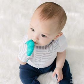 img 3 attached to 🦷 Natural Pain Relief Teething Mitten: Bazzle Baby Chew Mitt for Soothing Sore Gums, BPA Free Silicone, Adjustable Strap - Geo Lines