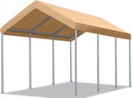 heavy duty 10x20 carport canopy tent with 8 legs - portable garage shelter for cars, boats, and garden storage - perfect for parties, weddings and more - beige logo