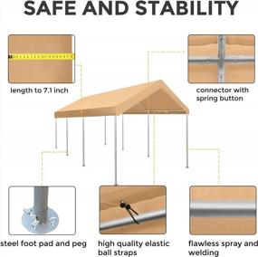 img 3 attached to Heavy Duty 10X20 Carport Canopy Tent With 8 Legs - Portable Garage Shelter For Cars, Boats, And Garden Storage - Perfect For Parties, Weddings And More - Beige