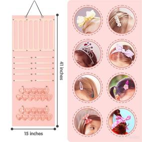 img 2 attached to 🎀 Baby Girl Headband Holder & Bow Organizer - Large Capacity Wall Hanger Decor for Girls Room, Door, Closet - Hair Clips Storage Organizer in Light Pink