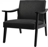 nobpeint modern accent arm chair, губчатая спинка, мягкие деревянные кресла из искусственной кожи с обивкой из твердой древесины (1, черный) логотип