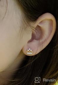 img 5 attached to Sparkling 14k Gold Plated Brass Princess Crown Earrings for Girls - With Cubic Zirconia & Secure Screwback