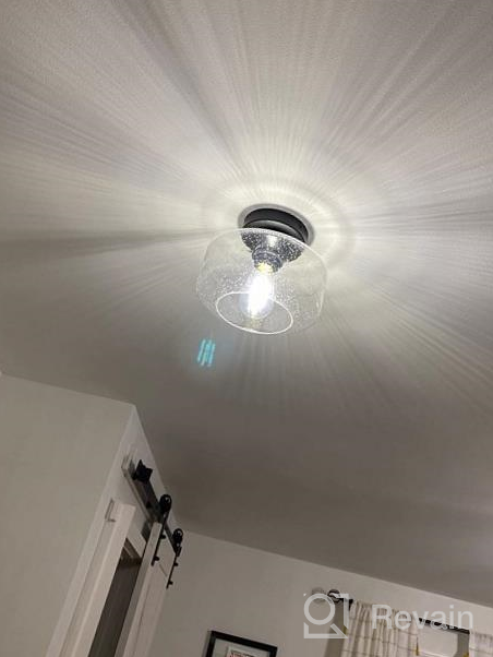 img 1 attached to Industrial Ceiling Light Fixture With Seeded Glass Shade Semi Flush Mount And Black Base For Dining Room, Bedroom, Cafe, Bar, Corridor, Hallway, Entryway Passway Farmhouse Lighting - TeHenoo review by Michael Ghosh