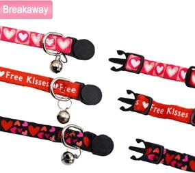 img 1 attached to Premium Set of 3 Valentine's Day Cat Collars with Detachable Flower and Bell - Adjustable Breakaway Safety Collars