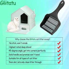 img 2 attached to 🐱 Gliitatu Cat Litter Scoop - Deep Scooper Shovel Sifter for Cats, Rabbits, Hamsters, Snakes - Black