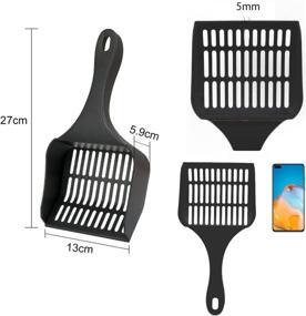 img 1 attached to 🐱 Gliitatu Cat Litter Scoop - Deep Scooper Shovel Sifter for Cats, Rabbits, Hamsters, Snakes - Black