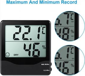 img 2 attached to Термометр для внутреннего гигрометра AMIR, большой ЖК-экран, записи MIN/MAX, переключатель °C/°F, индикаторы комфорта Многофункциональный цифровой монитор температуры и влажности для дома