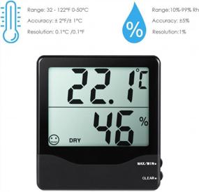 img 3 attached to Термометр для внутреннего гигрометра AMIR, большой ЖК-экран, записи MIN/MAX, переключатель °C/°F, индикаторы комфорта Многофункциональный цифровой монитор температуры и влажности для дома