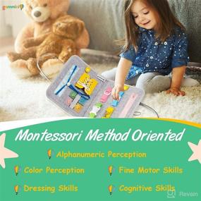 img 3 attached to Gammini Busy Board Montessori Toys for Toddlers: Enhancing Fine Motor Skills with Buckles, Zippers & Snaps in a Travel-Friendly Learning Bag - Perfect Educational & Decorative Gift!