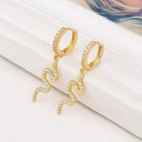 img 1 attached to 14K Gold Plated Star Huggie Earrings For Women - Dainty Drop/Dangle Small Hoop