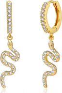 14k gold plated star huggie earrings for women - dainty drop/dangle small hoop logo