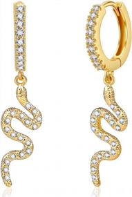 img 4 attached to 14K Gold Plated Star Huggie Earrings For Women - Dainty Drop/Dangle Small Hoop