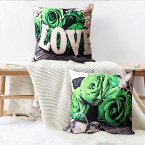 img 1 attached to Mint Green Throw Pillow Covers For Couch Decorative 4 Pack Double Sided Printed Rose Flower Cotton Linen Square Cushion Cases 18X18 Patio Outdoor Car Bedroom Living Room Modern Home Decor