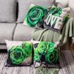mint green throw pillow covers for couch decorative 4 pack double sided printed rose flower cotton linen square cushion cases 18x18 patio outdoor car bedroom living room modern home decor logo