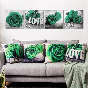img 3 attached to Mint Green Throw Pillow Covers For Couch Decorative 4 Pack Double Sided Printed Rose Flower Cotton Linen Square Cushion Cases 18X18 Patio Outdoor Car Bedroom Living Room Modern Home Decor