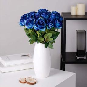 img 1 attached to 10-Pack Gradient Blue Artificial Silk Rose Bouquet - Perfect For Weddings & Home Decorations