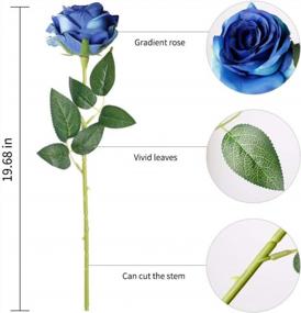 img 2 attached to 10-Pack Gradient Blue Artificial Silk Rose Bouquet - Perfect For Weddings & Home Decorations