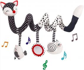 img 4 attached to Entertain Your Baby On-The-Go With Black And White Fox Spiral Toy For Car Seats And Cribs!