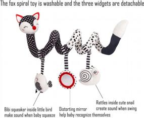 img 3 attached to Entertain Your Baby On-The-Go With Black And White Fox Spiral Toy For Car Seats And Cribs!