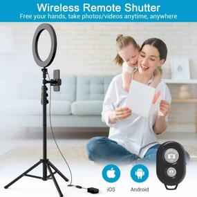 img 3 attached to 54'' Tripod Stand With Phone Holder And Selfie Ring Light For Makeup, Live Streaming, Photography, Vlogging, And Video Recording - Features LED Circle Lights And Halo Lighting