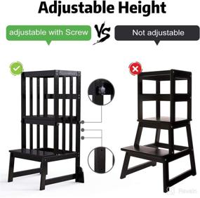 img 3 attached to 🪑 DORPU Learning Stool Toddler Tower - Adjustable Kitchen Step Stool with Safety Rail for Toddlers 18 Months+ (Black)