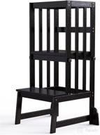 🪑 dorpu learning stool toddler tower - adjustable kitchen step stool with safety rail for toddlers 18 months+ (black) logo