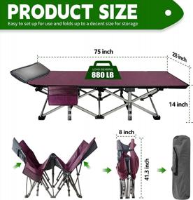 img 1 attached to Comfortable And Portable Camping Bed For Adults - NAIZEA Folding Cot With Mattress And Carry Bag