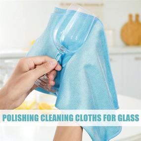 img 1 attached to 🧽 Pack of 18 Microfiber Glass Cleaning Cloths (16x16) - Reusable Polishing Cloths for Windows, Windshields, Mirrors, Stainless Steel - Ideal for Glasses - Blue Gray