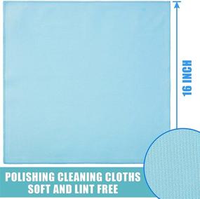 img 3 attached to 🧽 Pack of 18 Microfiber Glass Cleaning Cloths (16x16) - Reusable Polishing Cloths for Windows, Windshields, Mirrors, Stainless Steel - Ideal for Glasses - Blue Gray