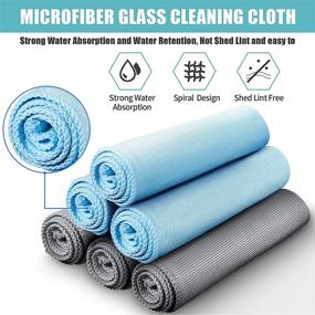 img 2 attached to 🧽 Pack of 18 Microfiber Glass Cleaning Cloths (16x16) - Reusable Polishing Cloths for Windows, Windshields, Mirrors, Stainless Steel - Ideal for Glasses - Blue Gray